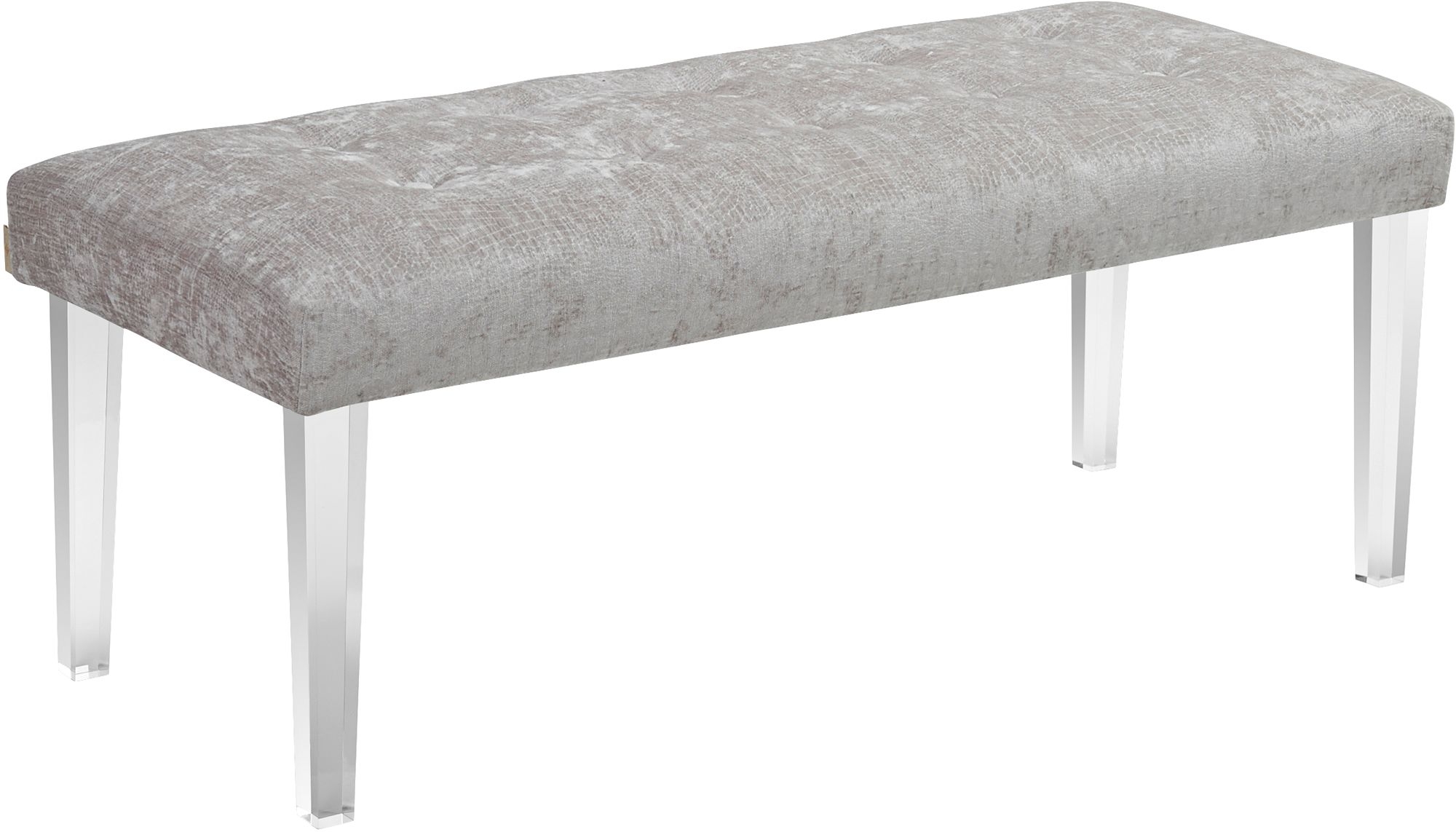Isabelle Acrylic Leg Light Gray Upholstered Bench - Image 0