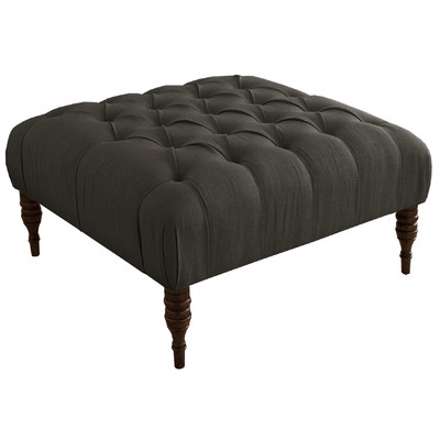 Tufted Upholstered Linen Cocktail Ottoman - Charcoal - Image 0