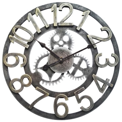 24" Raised Number Gear Wall Clock - Image 0