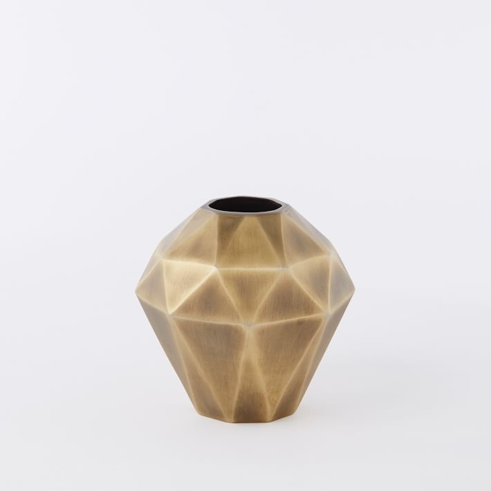Faceted Metal Vase- Wide - Image 0