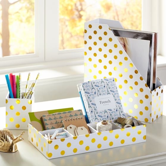 Printed Paper Desk Accessories - Gold Dot - Image 0