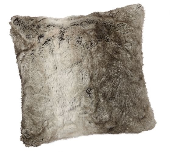 Faux Fur Pillow Cover - Gray Ombre - 18x18 - Insert Sold Separately - Image 0