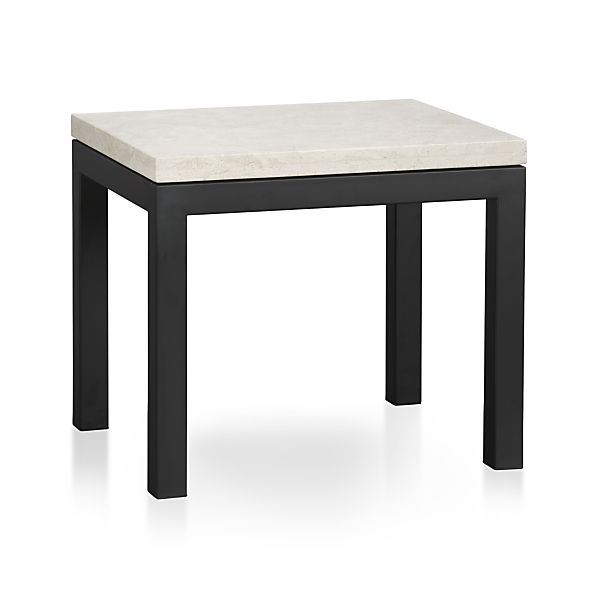 Parsons Side Table with Travertine Top - Image 0