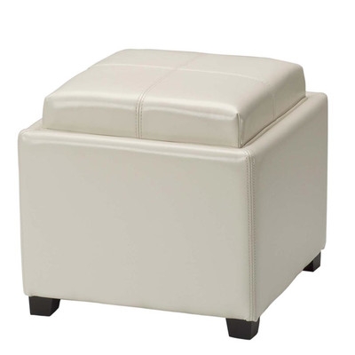 Carter Upholstered Storage Ottoman - Creme - Image 0