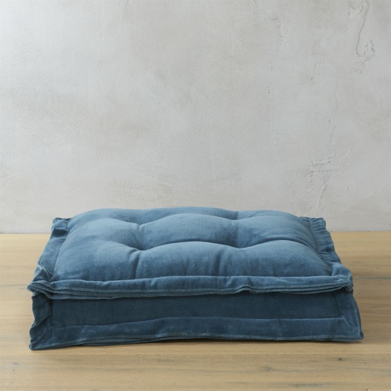 Velvet blue green 23" floor cushion - Image 0