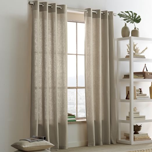 Linen Cotton Grommet Curtain - 124" - Image 0