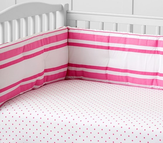 Audrey Nursery Bedding - Crib Fitted Sheet - Bright Pink - Image 0