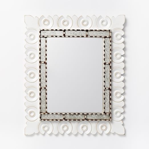 Peruvian Mirror - Medium - Silver + White Rectangle - Image 0