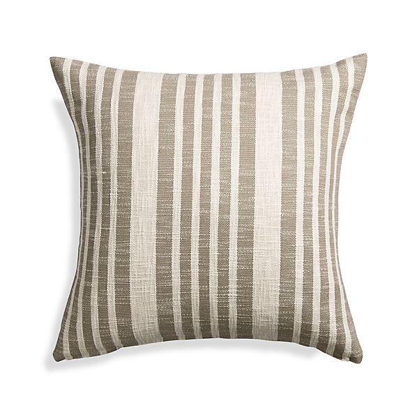 Celena Grey Stripe 23" Pillow with Feather-Down Insert - Image 0