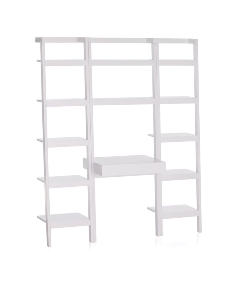 Sawyer White Leaning Desk with Two 18" Bookcases - Image 0
