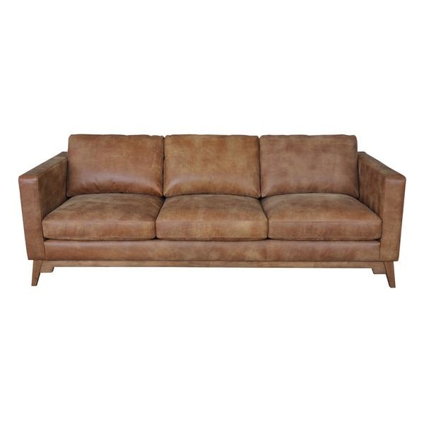 Filmore 89-inch Tan Leather Sofa - Image 0