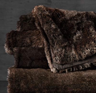 LUXE FAUX FUR OVERSIZED BED THROW - SABLE - Image 0