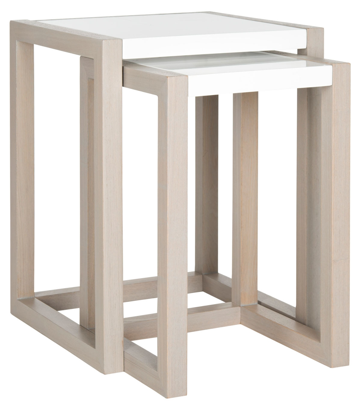 Egan Mid Century Scandinavian Lacquer Stacking Table - White/Grey - Arlo Home - Image 0