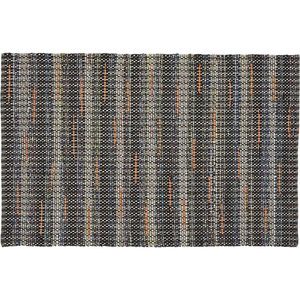 recycled cotton grey-orange rug - Image 0