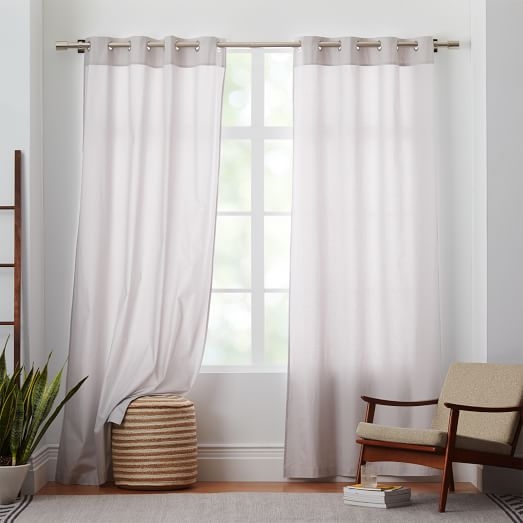 Cotton Canvas Grommet Curtain- Frost Gray-108" - Image 0