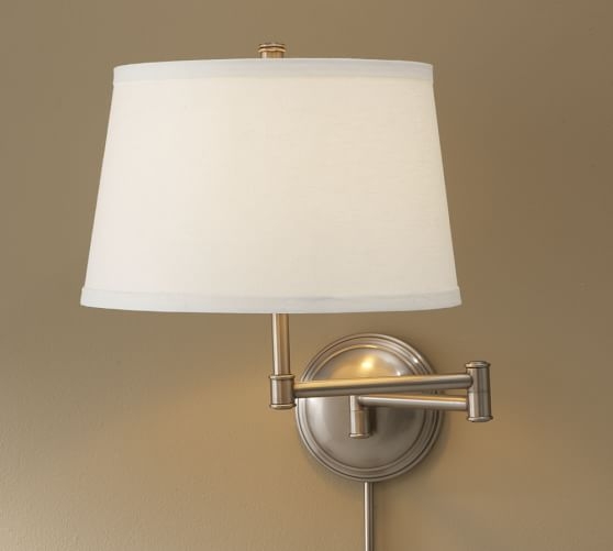 SCONCE BASE WITH SHADE - Set of 2, Brass, White Linen - Image 0