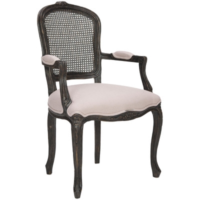 Cindy Arm Chair - Linen - Beige with Silver Nailheads - Image 0
