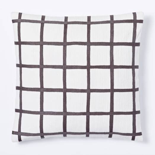 Crewel Windowpane Pillow Cover - Image 0