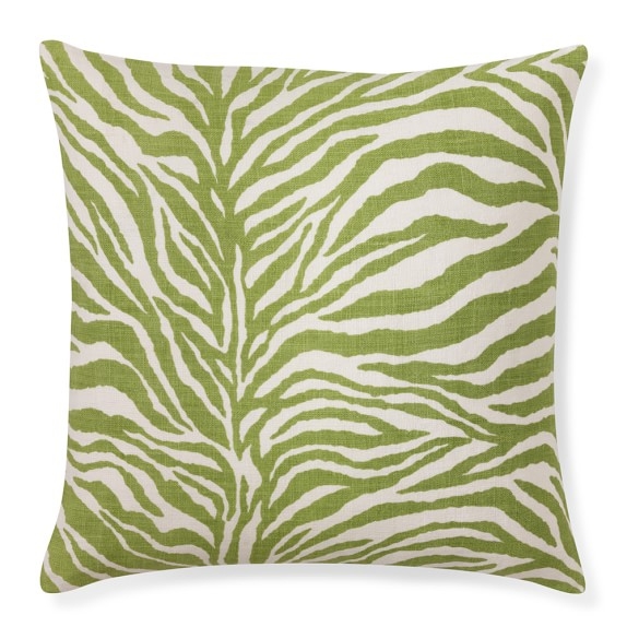 Printed Zebra Pillow Cover, Green - Image 0