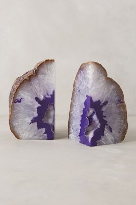 Hand-Cut Agate Bookends - Purple, large - Image 0