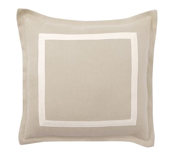 Textured Linen Frame Pillow Cover - Flax/Ivory, 20x20, No Insert - Image 0