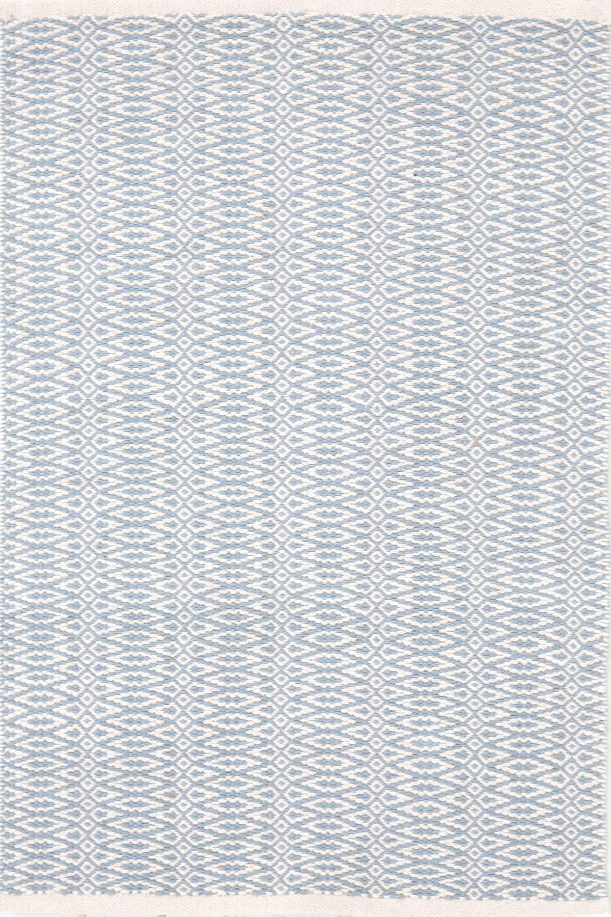 FAIR ISLE SWEDISH BLUE/IVORY COTTON WOVEN RUG - 2x3 - Image 0