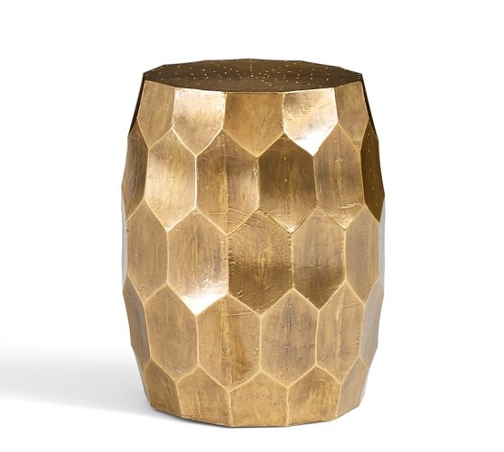 VINCE METAL-CLAD ACCENT STOOL - Brass - Image 0