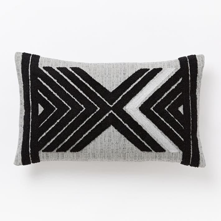 Mirrored Chevron Pillow Cover - Black/Silver - 12"w x 21"l- Insert Sold Separately - Image 0
