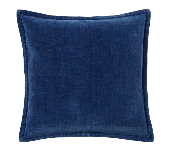Washed Velvet Pillow Cover - Indigo , 20" x 20" - Insert Sold Separately - Image 0