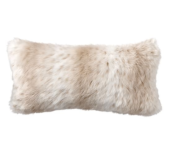 Faux Fur Pillow Cover - 12" X 24" Lumbar -Light Fox-No Insert - Image 0