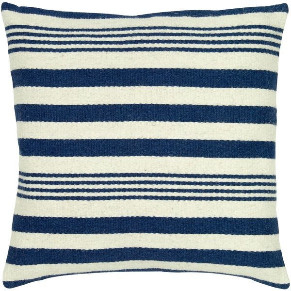 Rizzy Home 24-inch Nautical Stripe Navy Throw Pillow with Poly insert - Image 0