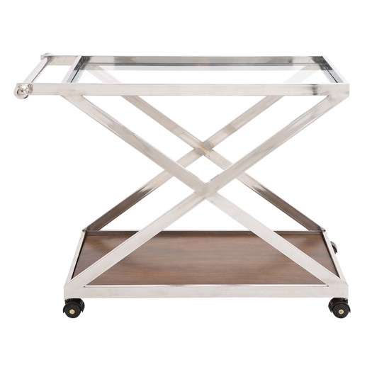 Cool Stainless Steel Wood Glass Serving Cart - Image 1