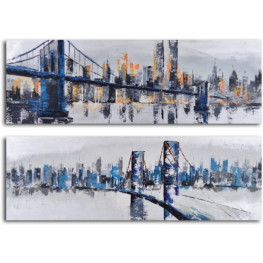'City Suspensions' 2 Piece Original Painting on Wrapped Canvas Set - Image 0