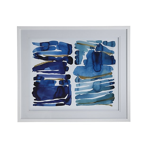 Blue and Green Print - 44.75"Wx2.25"Dx37.25"H - White frame - - Image 0