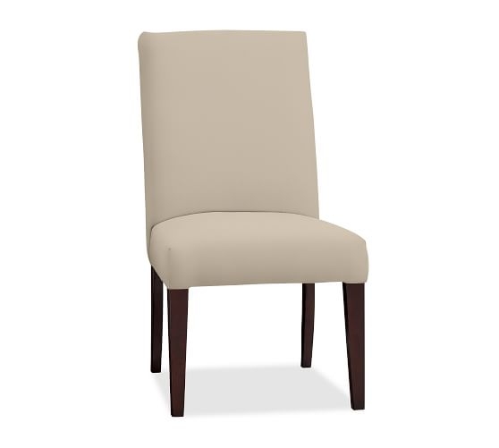 PB Comfort Square Upholstered Chair - Quick Ship; Dining Side Chair - Twill, Parchment - Image 0