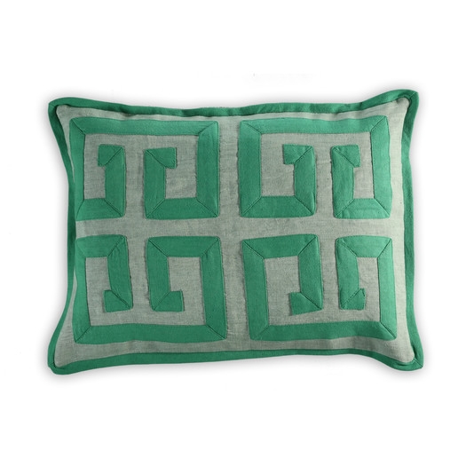 Burgos Greek Key Linen/Cotton Lumbar Pillow - Image 0
