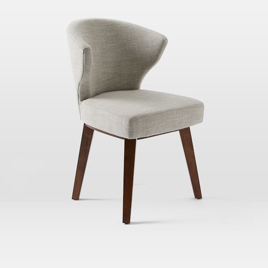 Gaston Dining Chair Set of 2, Linen Weave, Platinum, Pecan Leg - Image 0