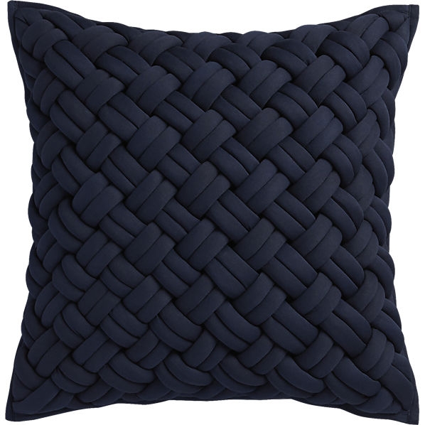 Jersey interknit navy 20" pillow with feather insert - Image 0