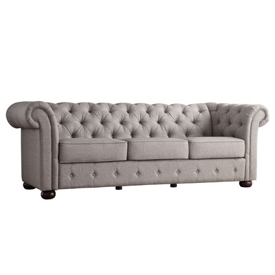 Ivy Tufted Button Linen Sofa - Grey - Image 0
