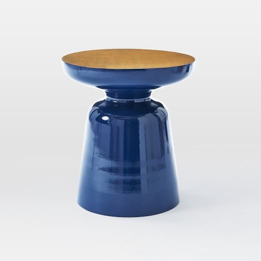 Martini Two Tone Side Table - Ink Blue/Antique Brass - Image 0