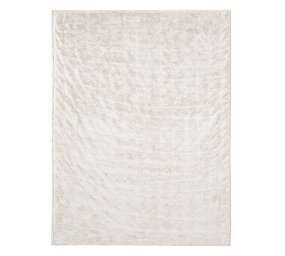 FAUX FUR THROW - 50" x 60" - Ruched Ivory - Image 0