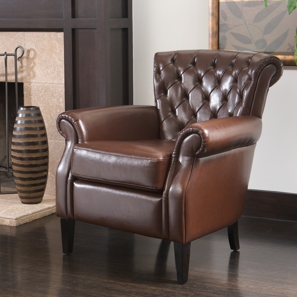 Christopher Knight Home Franklin Brown Tufted Bonded Leather Club Chair - Image 0