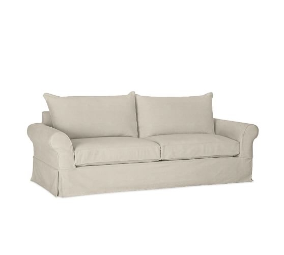 83.5" PB Comfort Roll Arm Slipcovered Sofa - Linen Blend, Oatmeal - Image 0