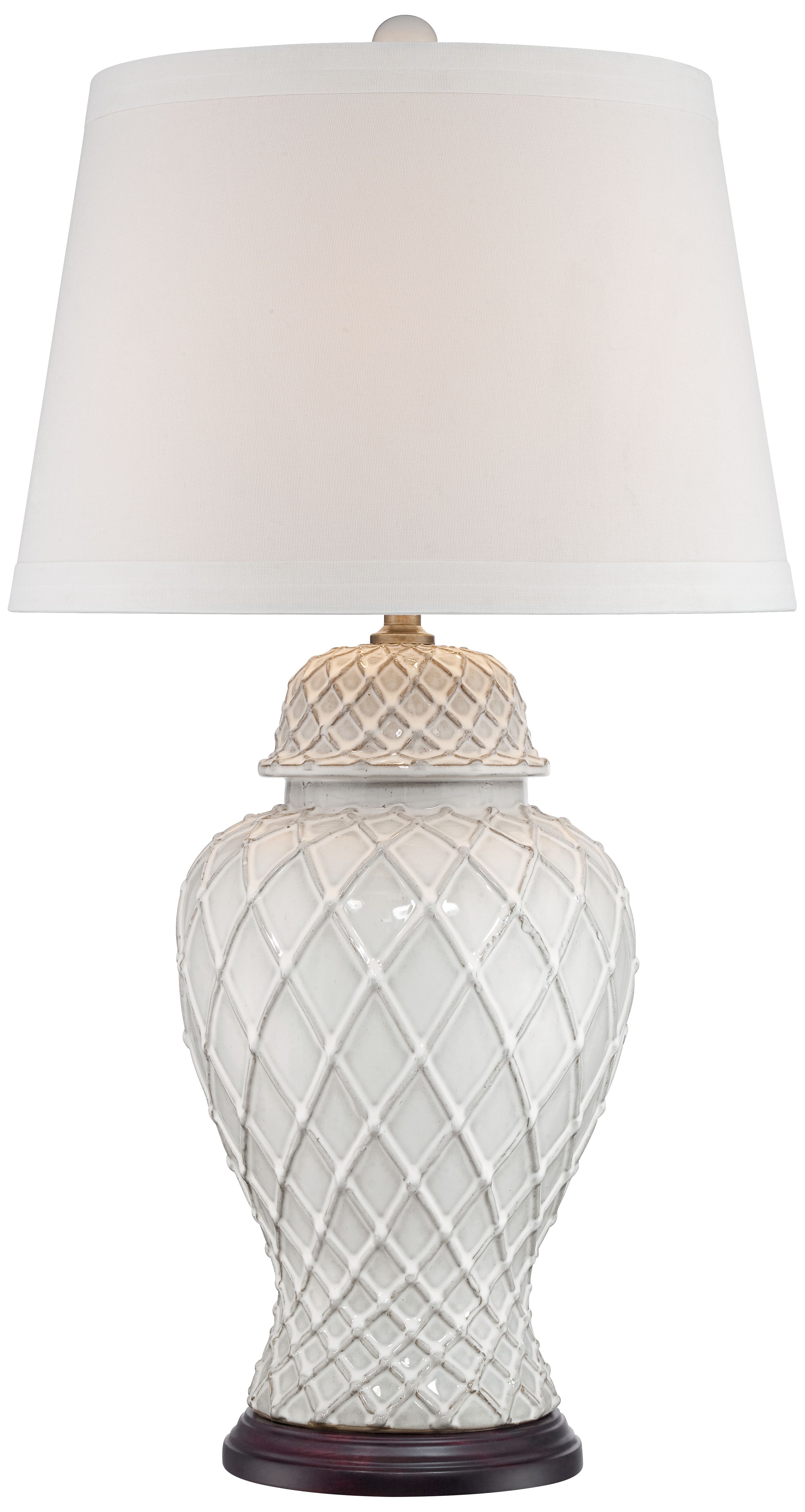 Lavoie Ivory Trellis Ceramic Table Lamp - Image 0