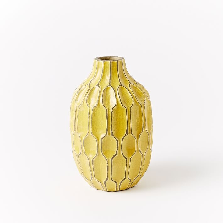 Linework Vase, Honeycomb - Tall Shoulder Vase, Saffron - Image 0