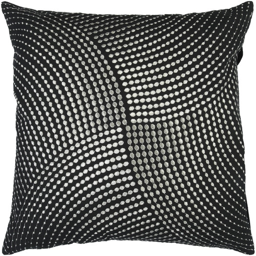 Divine Dots Cotton Throw Pillow, Black/Silver - 18" Sq. - Polyester insert - Image 0