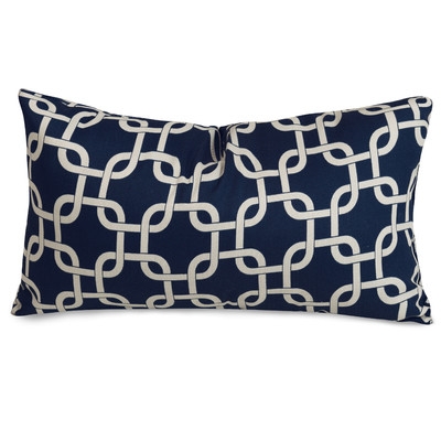 Links Polyester Lumbar Pillow-12"x20"-Navy Blue-With Insert - Image 0