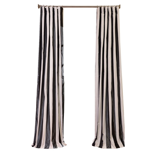 Presidio Faux Silk Taffeta Stripe Single Curtain Panel - 50"W x 108"L - Image 0