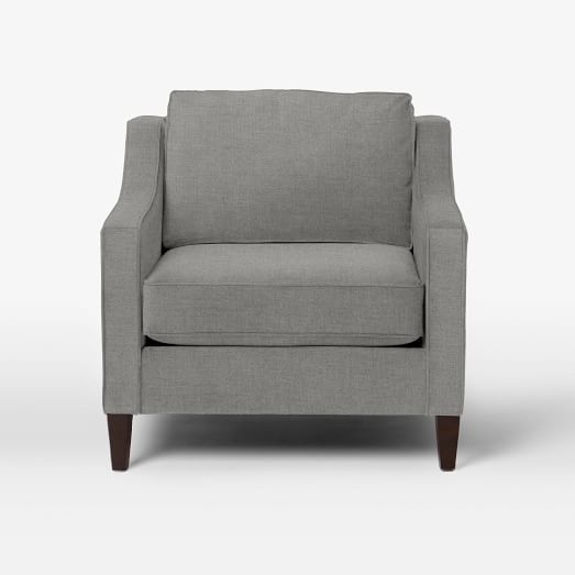 Paidge Chair-Brushed Heathered Cotton, Gray Haze-Down Blend Fill- Cone Pecan - Image 0