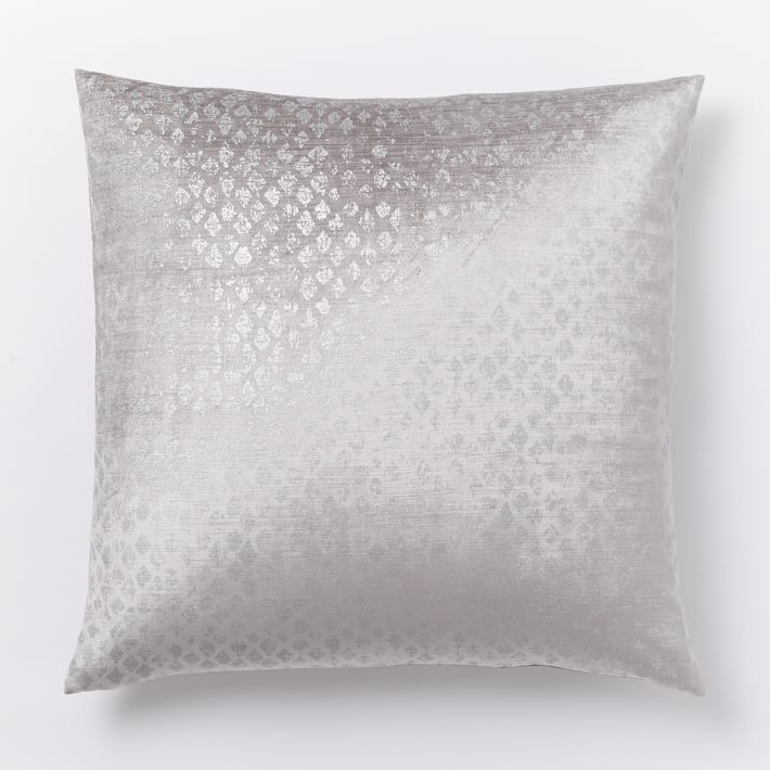 Diamond Luster Velvet Pillow Cover, Silver - 20x20 -  Insert Sold Separately - Image 0